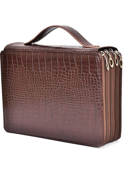 200 Delik Pu Kalem Çantası Öğrenci Kırtasiye Çantası Saklama Çantası Kahverengi (Yurt Dışından)