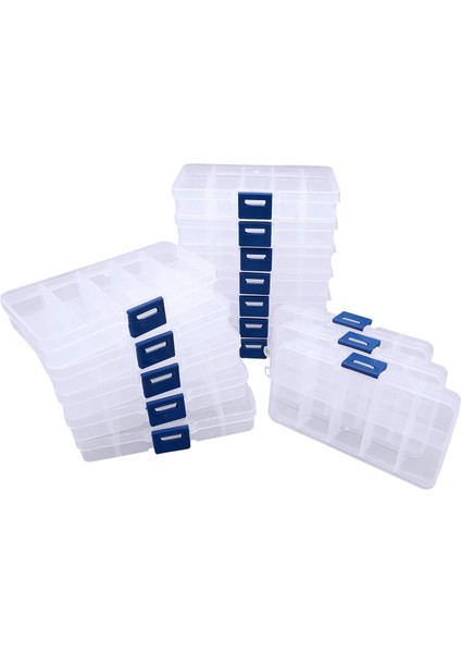 15 Adet Şeffaf Mücevher Kutusu Plastik Organizatör Kutusu El Sanatları Için Ayarlanabilir Bölücüler ile Boncuk Mücadele Depolama 10 Bölme (Yurt Dışından)