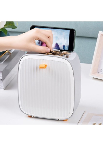 Çöp Kutusu Masaüstü Küçük Kapaklı Kül Kutusu Çöp Organizatörü Gri (Yurt Dışından) modelleri