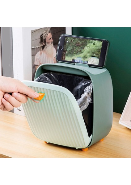 Çöp Kutusu Masaüstü Küçük Kapaklı Kül Kutusu Çöp Organizatörü Gri (Yurt Dışından) fırsatları