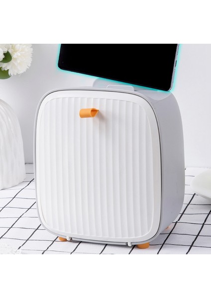 Çöp Kutusu Masaüstü Küçük Kapaklı Kül Kutusu Çöp Organizatörü Gri (Yurt Dışından) indirimleri