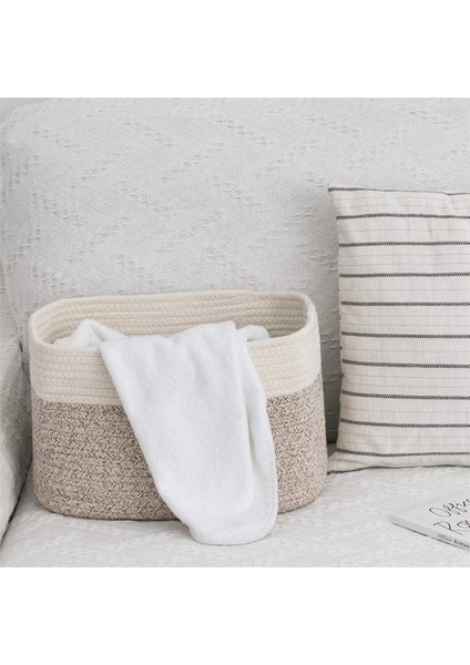 3x Pamuk Halat Saklama Sepetleri Kutusu Depolama Kare Organizatör Katlanabilir Dekoratif Dokuma Sepet Kulplu, C (Yurt Dışından) indirimleri