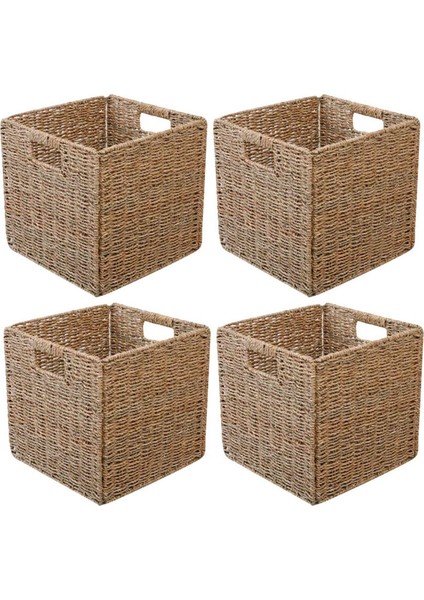 Dolaplar, Banyo Için Kulplu Dokuma Seagr Organizatör Sepeti (Yurt Dışından)