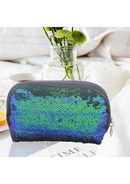 Denizkızı Payet Kalem Kutusu Kozmetik Para Kesesi Saklama (Yeşil + Siyah) (Yurt Dışından) modelleri