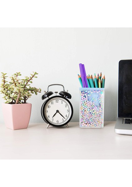 2 Parça Kalem Tutucu Çok Masaüstü Organizatör Kırtasiye Makyaj Fırça Depolama Tutucu Renkli Kabarcık Topu ile (Yurt Dışından) fiyatları