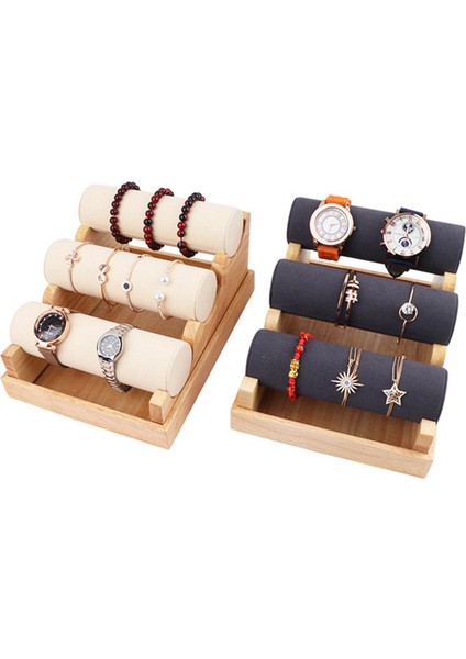 Ahşap 3 Katmanlı Takı Ekran Depolama Kolye Bileklik Organizatör Beyaz (Yurt Dışından) fırsatları