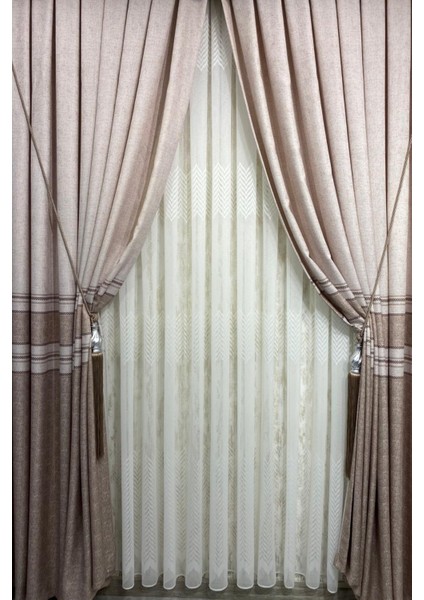 Dantel Çağla (1/3 Sık Pile) Ekru Tül Perde fiyatları