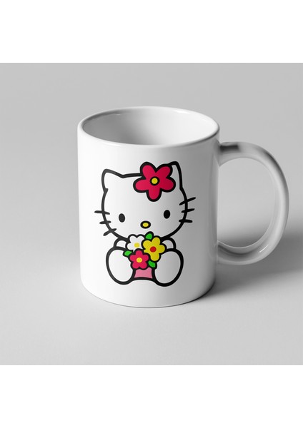 Hello Kitty Çiçekli Kupa Seramik Kahve Mug