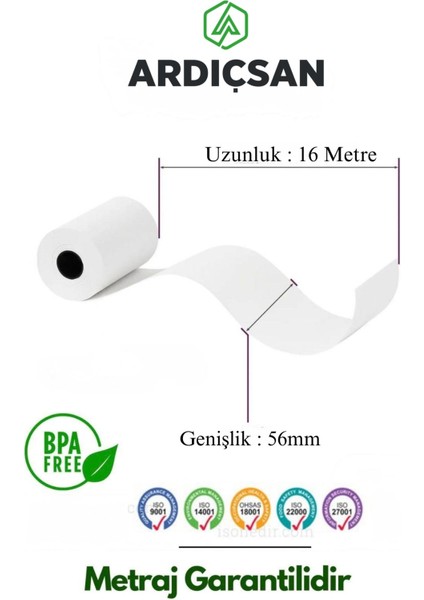 56X16 Termal Yazarkasa Kağıdı Pos Rulosu