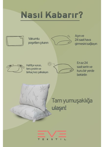 2 Adet Bamboo Gri Serisi Kılıflı Fermuarlı Yıkanabilir Antialerjik Silikon Elyaf Yastık 50 x 70 cm 800 gr