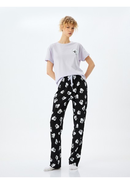 Pamuklu Kalpli Köpek Grafik Baskılı Pijama Takımı