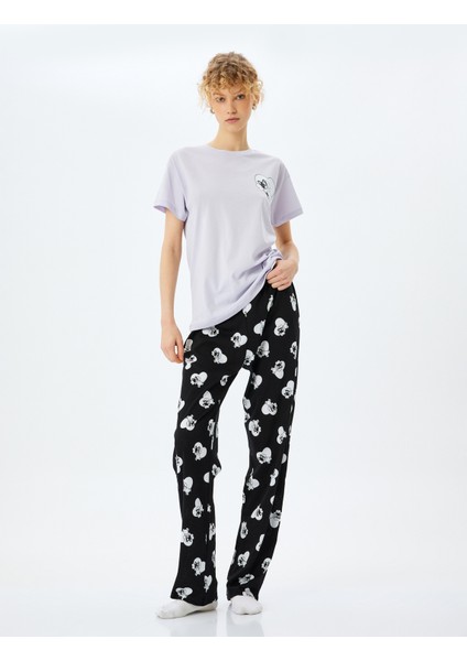 Pamuklu Kalpli Köpek Grafik Baskılı Pijama Takımı