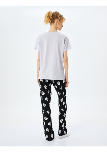 Pamuklu Kalpli Köpek Grafik Baskılı Pijama Takımı