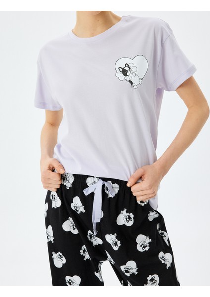 Pamuklu Kalpli Köpek Grafik Baskılı Pijama Takımı