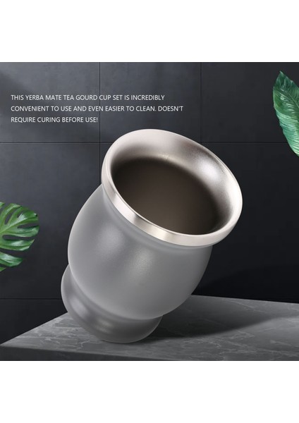 Çift Duvar Paslanmaz Yerba Mate Çay Bardağı Seti Kahve Su Bardağı 2 Bombillas Pipet Kaşık ve Temiz Fırça 8 Oz Gri (Yurt Dışından) modelleri
