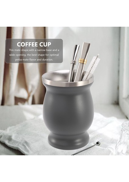 Çift Duvar Paslanmaz Yerba Mate Çay Bardağı Seti Kahve Su Bardağı 2 Bombillas Pipet Kaşık ve Temiz Fırça 8 Oz Gri (Yurt Dışından) indirimleri