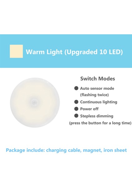 Pır Hareket Sensörü LED Gece Lambası USB Şarj Edilebilir Kısılabilir Gece Lambası Dolap Işığı Kablosuz Dolap Işığı -Sıcak (Yurt Dışından) indirimleri