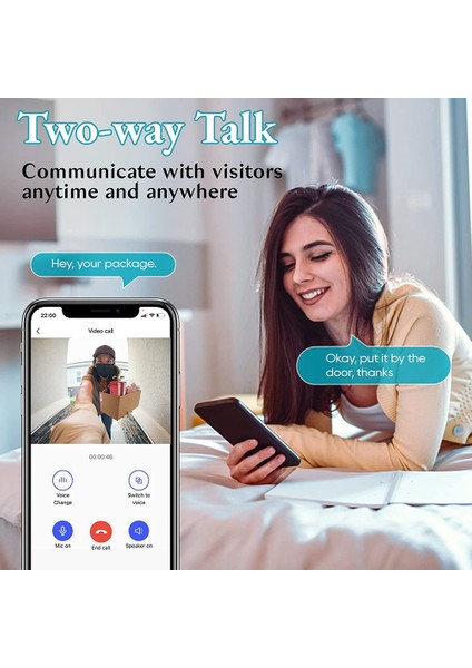 2.4g Wifi Kablosuz Kapı Zili Kamerası, Hareket Sensörü, 2 Yönlü Ses, Gece Görüşü, Canlı Ekran, Ios ve Android ile Uyumlu (Yurt Dışından) fiyatları