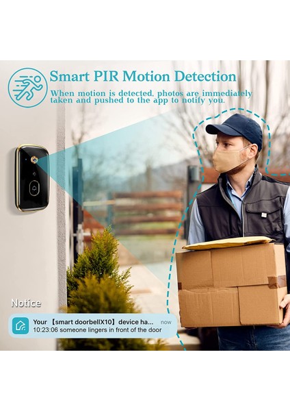 2.4g Wifi Kablosuz Kapı Zili Kamerası, Hareket Sensörü, 2 Yönlü Ses, Gece Görüşü, Canlı Ekran, Ios ve Android ile Uyumlu (Yurt Dışından) fırsatları