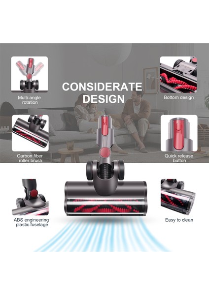 V7 V8 V10 V11 Için Kıl Rulolu Motorlu Fırça Süpürge Kafası LED Farlı Zemin Aparatı (Yurt Dışından)