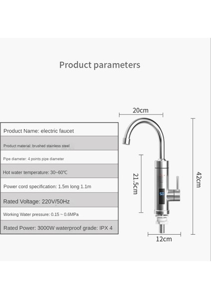 Paslanmaz Çelik Elektrikli Su Isıtıcı Sıcaklık Göstergesi Tankless Anında Sıcak Su Musluk Su Isıtıcı Ab Tak (Yurt Dışından) modelleri
