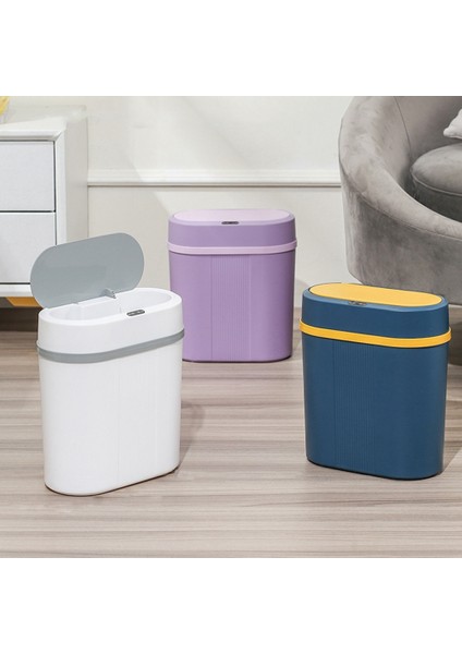 Çöp Kutusu Elektronik Otomatik Çöp Kutusu Su Geçirmez Banyo Mutfak Çöp Kovası Akıllı Atık Kutusu Mavi (Yurt Dışından)