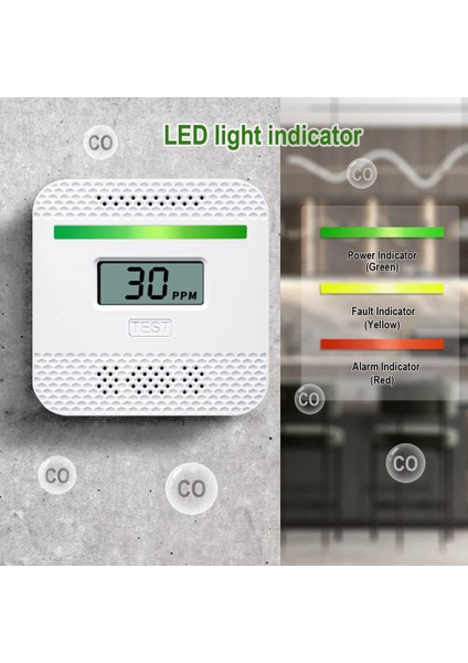 Karbon Monoksit Dedektörleri, Ev Seyahati Için LCD Dijital Ekranlı Taşınabilir Co Alarm Dedektör Cihazı, Pille Çalışan (Yurt Dışından) fiyatları