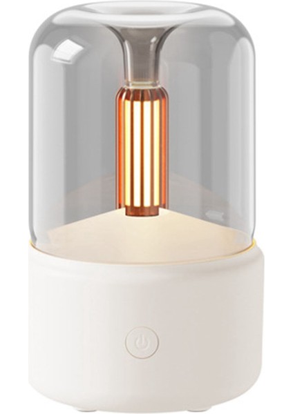120ML Mum Lamba Difüzör Hava Nemlendirici Elektrikli Aromaterapi Alev USB Masaüstü Dekor Gece Lambası Beyaz (Yurt Dışından)