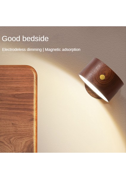 Şarj Edilebilir LED Duvar Aplik Duvara Monte Başucu Lambası USB Bağlantı Noktası ile 360 Döndür Manyetik Top Akülü Işık Sapelli Ahşap (Yurt Dışından) fiyatları