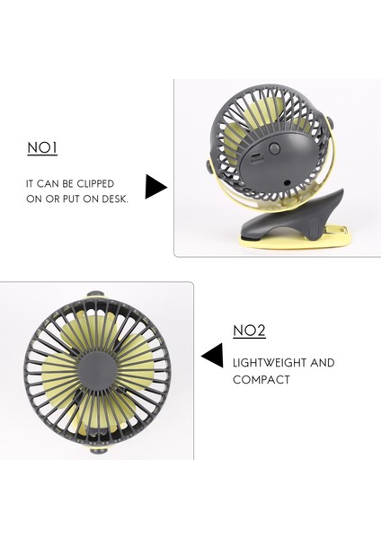 4000 Mah Taşınabilir Soğutma Mini USB Fan 4 Hız 360 Derece Çok Yönlü Rotasyon Şarj Edilebilir Hava Fanı USB Şarj Masaüstü Klip Fan (Yurt Dışından)