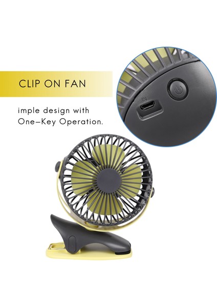 4000 Mah Taşınabilir Soğutma Mini USB Fan 4 Hız 360 Derece Çok Yönlü Rotasyon Şarj Edilebilir Hava Fanı USB Şarj Masaüstü Klip Fan (Yurt Dışından)