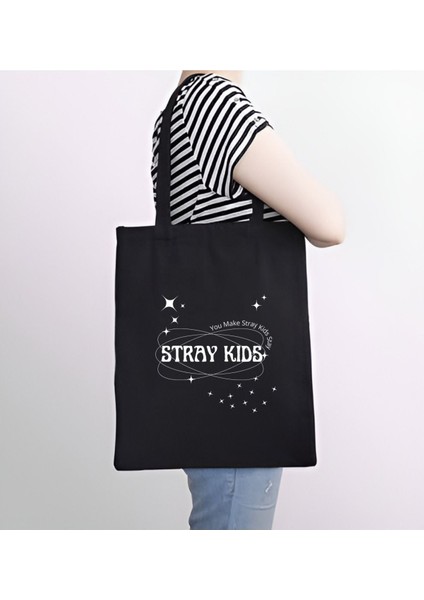 Stray Kids Skzoo Tasarım, Siyah , Kanvas Tote Bag, Bez Çanta, Kanvas Çanta fiyatları