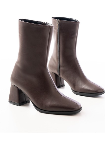 MSK-032 Kahve Topuklu Fermuarlı Kadın Bot fırsatları