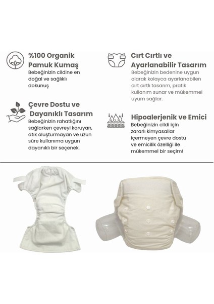 Baby Ybb Yıkanabilir Bebek Bezi Cepli Ekru Renk Cırt CIRTLI(8KG-18KG)