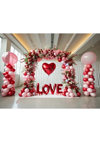 Romantik Arka Plan ile Aşk Temalı 200x150cm Stüdyo Fonu