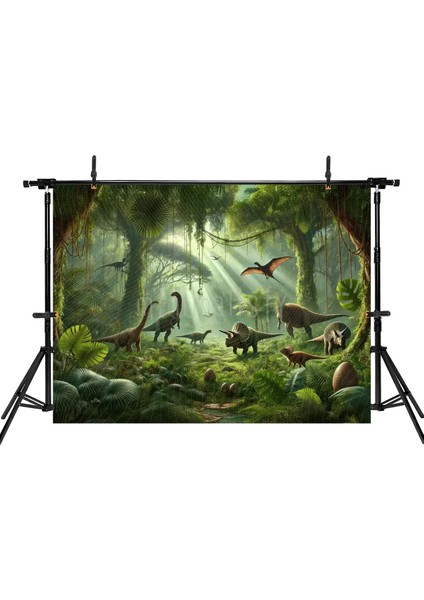 Dinozorlar ve Tropik Orman: 200x150cm Arka Plan, Stüdyo Fonu