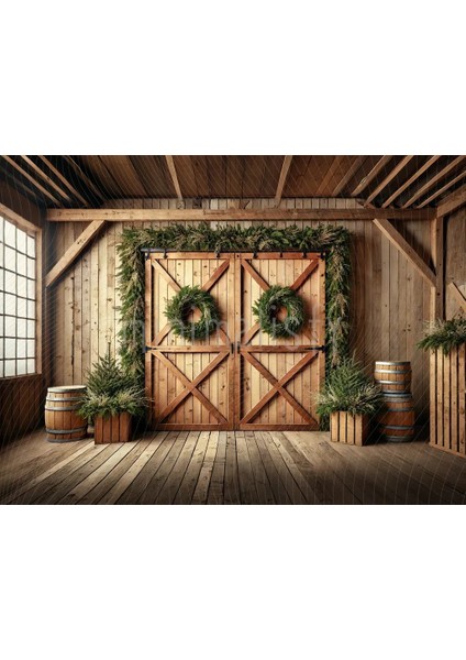 Rustik Arka Plan, Doğal Yeşilliklerle Bezenmiş 200x150cm, Stüdyo Fonu