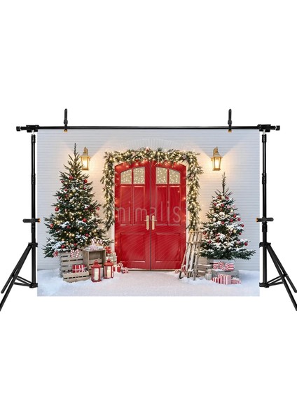 Kırmızı Kapı Arka Planı ile Büyüleyici Noel Manzarası 200x150cm, Stüdyo Fonu fiyatları
