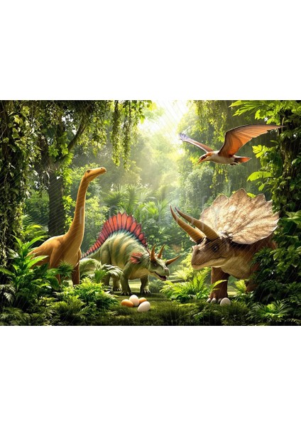 Dinozorlar Ormanında Macera: Yeşilin Büyüsü Arka Plan - 200x150cm, Stüdyo Fonu