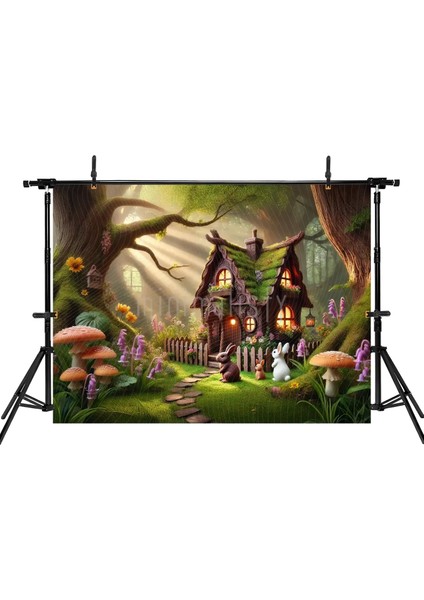 Masalsı Bir Arka Plan: 200x150cm Büyülü Orman Evinde Hayvanlar, Stüdyo Fonu fiyatları
