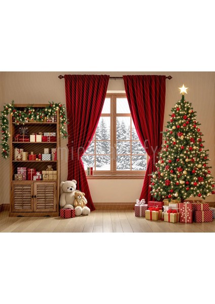 Neşe Dolu Kış Temalı Arka Plan 200x150cm, Stüdyo Fonu