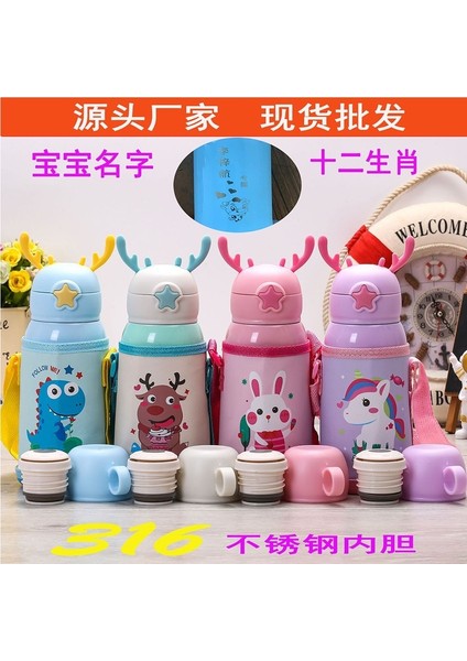 Erkek ve Kız Boynuzları Çocuk Saman Termos Bardak Çift Kapaklı Sıçrama Fincan Doğrudan Içme Çay Bardağı Kapaklı Tek Tıklamayla Dökme Fincan (Yurt Dışından) fiyatları