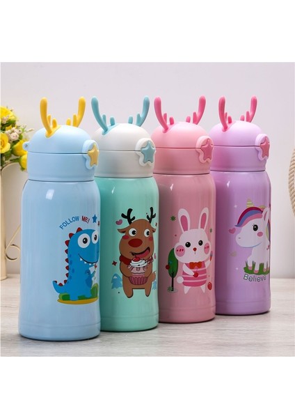 Erkek ve Kız Boynuzları Çocuk Saman Termos Bardak Çift Kapaklı Sıçrama Fincan Doğrudan Içme Çay Bardağı Kapaklı Tek Tıklamayla Dökme Fincan (Yurt Dışından) modelleri