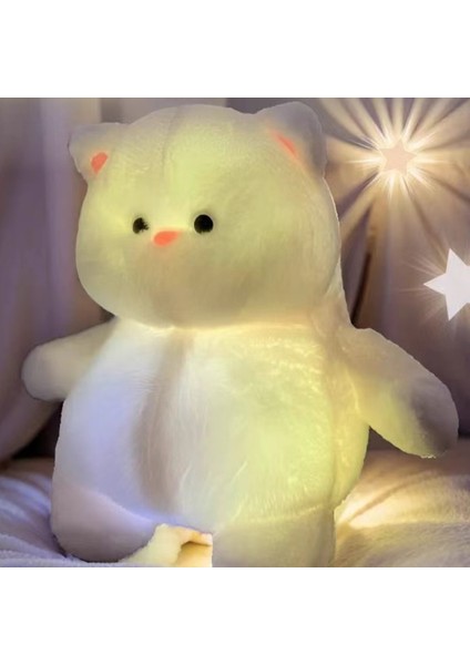 LED Sevimli Oturan Yavru Kedi Bebek Peluş Oyuncak Renkli Işıklı Yavru Kedi Bez Bebek (Yurt Dışından)