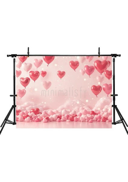 Romantik Kalp Balonları ile Dolup Taşan Arka Plan, 200x150cm, Stüdyo Fonu fiyatları