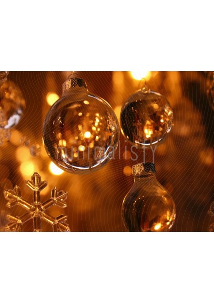 Parlak Altın Renkteki Noel Süsleri ile Büyüleyici Arka Plan, 200x150cm, Stüdyo Fonu