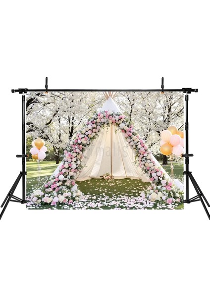 Büyüleyici Bir Düğün Arka Planı: 200x150cm, İlkbahar Çiçekleriyle Dolu Stüdyo Fonu fiyatları