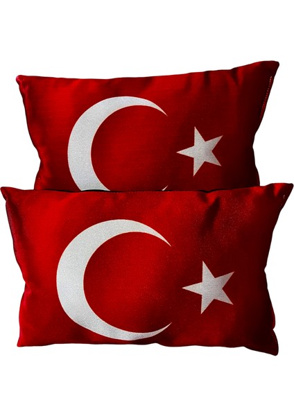 Türk Bayrak'lı Dijital Baskılı Kırmızı Araç Seyahat Boyun Yastığı | 2'li Set fiyatları