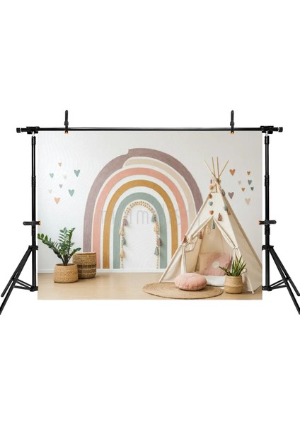 Rengarenk Yaylı Arka Plan Design 200x150cm, Çocuk Odası için Stüdyo Fonu