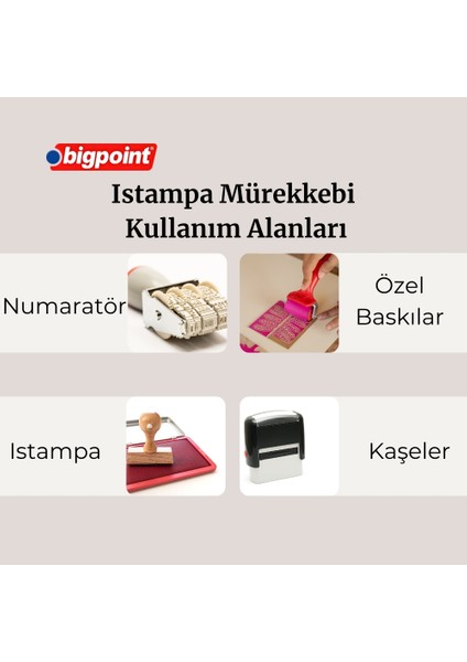 Istampa Mürekkebi Kaşe ve Istampa ile Uyumlu Yağsız ve Kalıcı Mürekkep Siyah 30 ml
